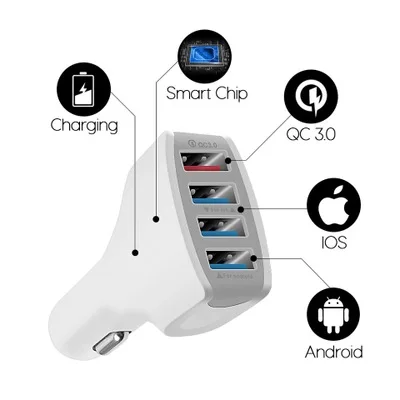 QC 3 0 быстрая зарядка автомобильное зарядное устройство 4 порта USB