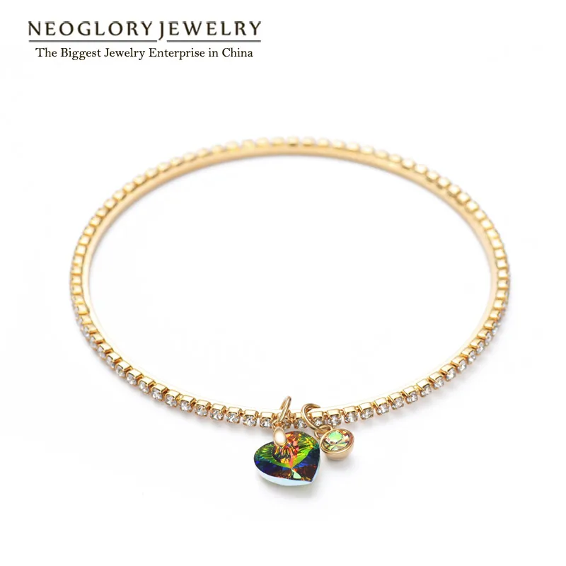 Светильник Neoglory из желтого золота австрийские стразы браслет в виде сердца