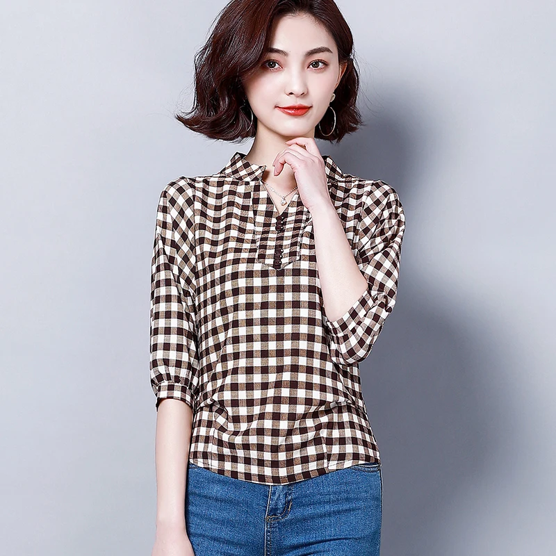 M L XL 2XL 3X 4XL Женские топы и блузки хлопок красный черный рубашка в клетку