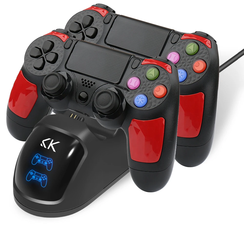 

K ISHAKO for PS4 Controller Charger, DualShock 4 PS4 Controller USB Charging Station Dock, Playstation 4 Charging games
