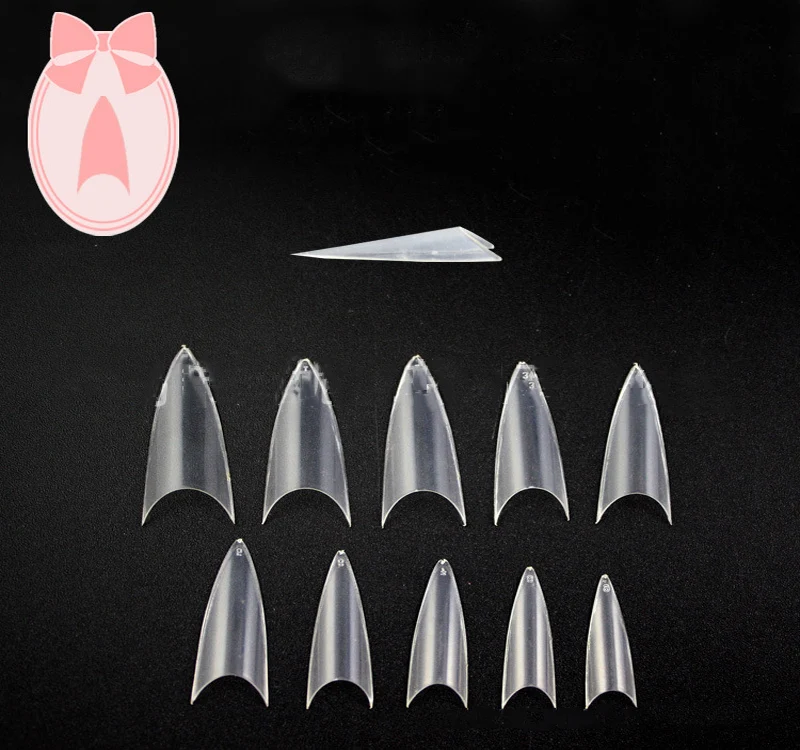 

500pcs False nail tips with 10 sizes Nail Tips Stiletto French Acrylic False Nails ABS Tips Artificial 0 -9 sizes Nail Art Tips