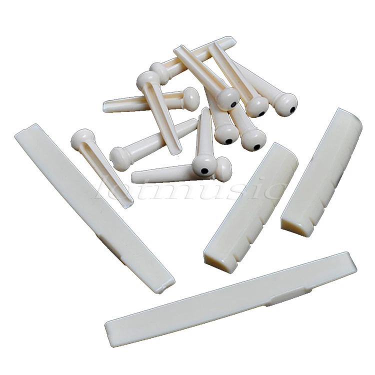 2 компл. акустическая гитара мост-пен / седло гайки пластиковые дешевые | Спорт и