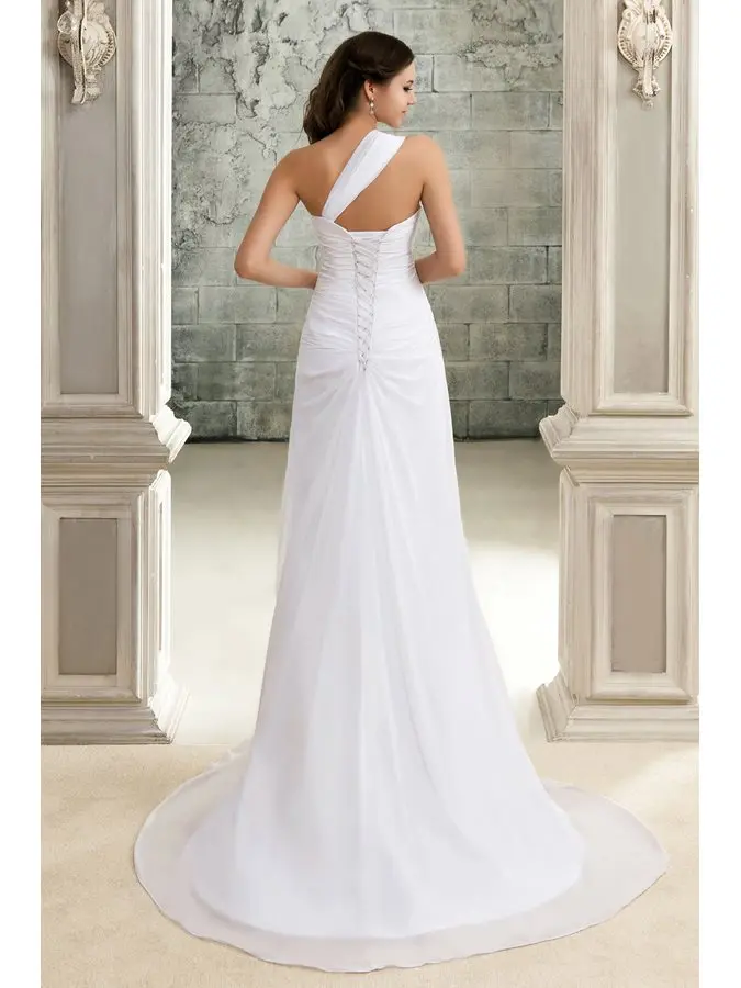 Новинка 2020 Пляжное свадебное платье с одним плечом и цветочным узором элегантное