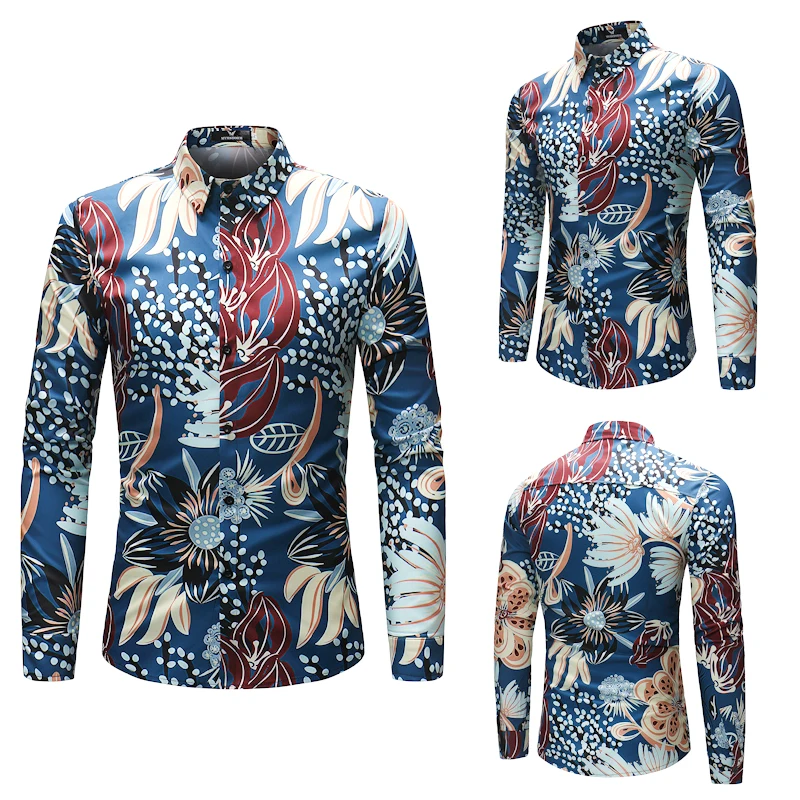 Платье рубашка Для мужчин Повседневное Slim Fit Для мужчин s с геометрическим принтом Chemise Homme Для мужчин сплошной Смешные Длинные рукава Camisa Masculina M-4XL