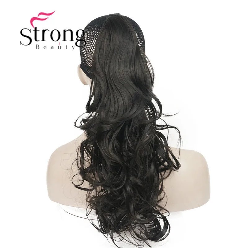 StrongBeauty 2" волнистая Накладка для волос для женщин премиум синтетического волокна 120 г-130 г завязывается заколка для хвоста в наращивание волос