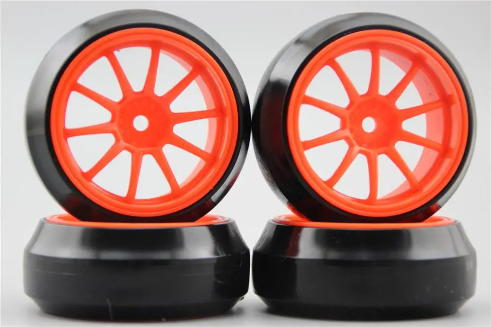4 шт. RC 1/10 жесткий Дрифт обод колеса с шиной W10S2NO мм Смещение (материал оранжевый)