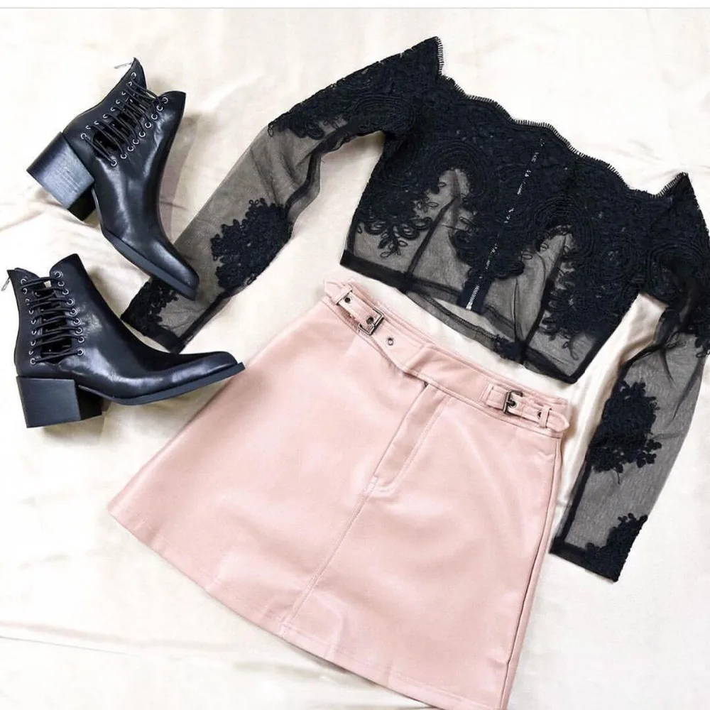 Женская кружевная блузка yuqung белая с длинным рукавом Укороченная рубашка