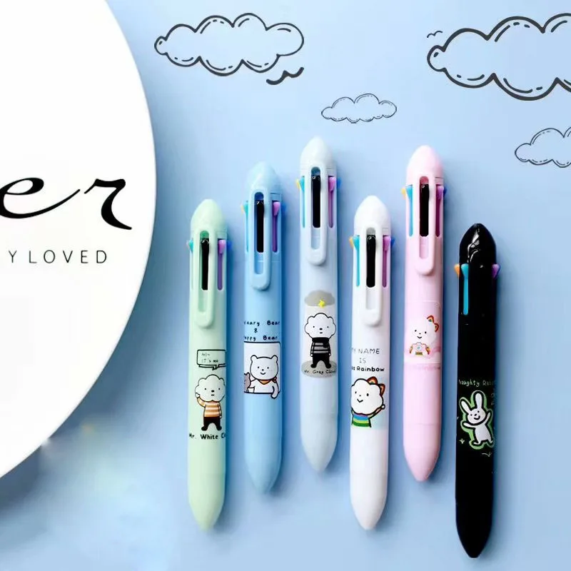 

Cloud Rainbow Rabbit Bear 7 Color Ball Ballpoint Pen Colorful Drawing Pen Office School Supply Stationery