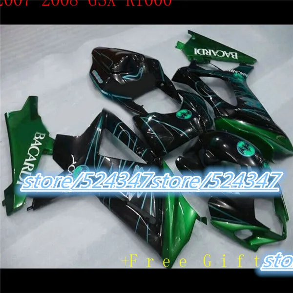 B горячая Распродажа GSX-R1000 K7 07 08 GSX R1000 обтекатель комплект 07-08 Зеленый Черный Белый