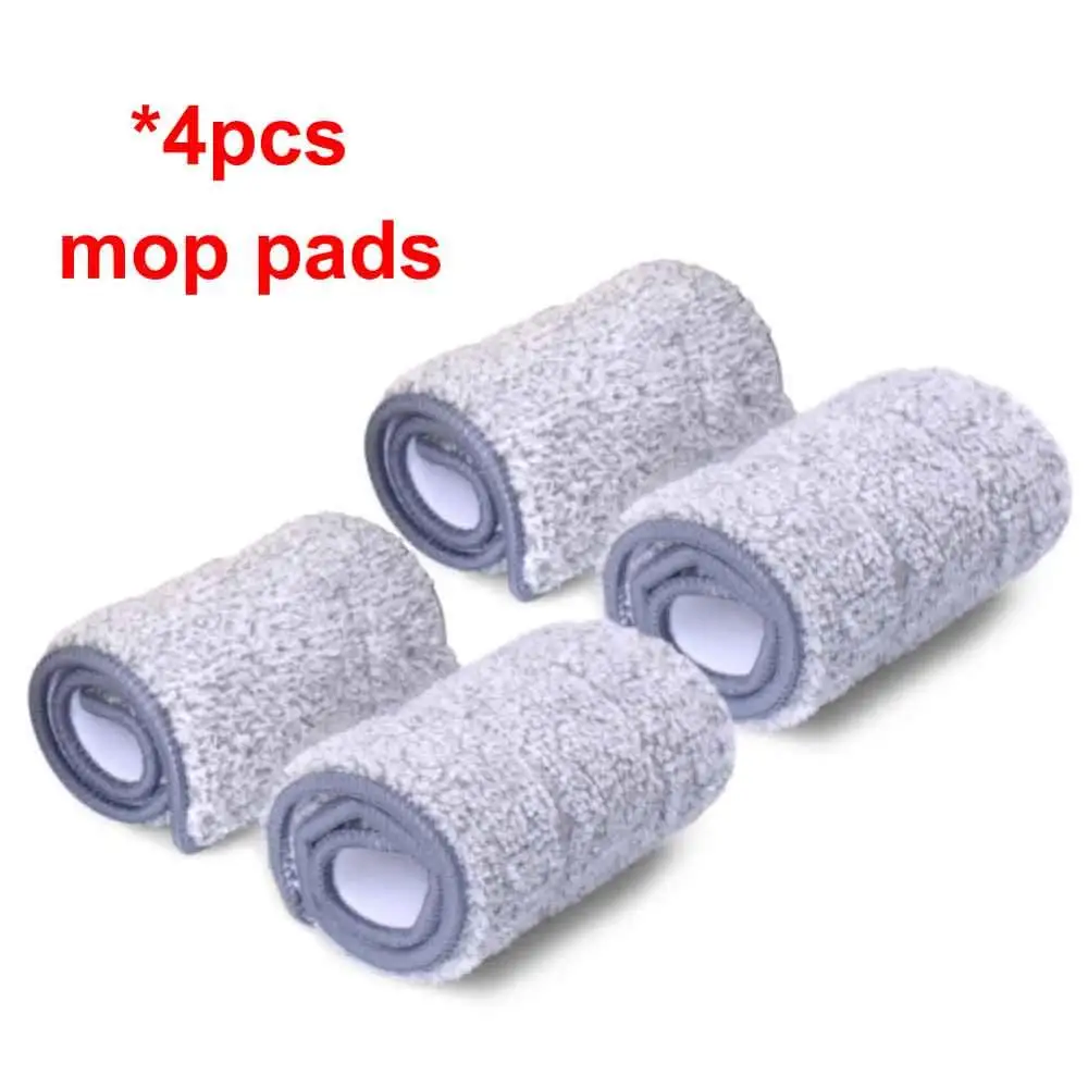 4pcs mop pads Новинка! Большая автоматическая насадка для обезвоживания, ручная, ленивая, плоская швабра, набор ковшей, усиленный стержень, вращающаяся швабра, склеивающая, многофункциональная Швабра - Цвет: 4pcs mop pads