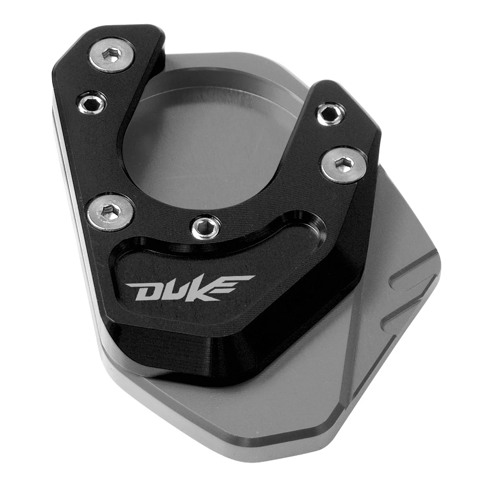 black gray Для KTM duke 125 200 250 390 690 990 мотоциклетные подставки увеличитель боковой стойки стопы боковая стойка расширения пластина зарядного устройства с DUKE логотип - Цвет: black gray