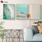 Океанические плакаты пляж и принты Бирюзовый синий настенный арт современный пейзаж, Картина на холсте настенные картины для гостиной, декор в виде побережья