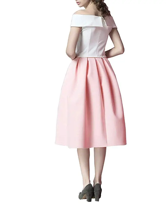 CCoutueChen Women Vintage A-line Pleated Skirt High Waist Above Knee Length Skater Retro Full Flare With Pockets | Женская одежда
