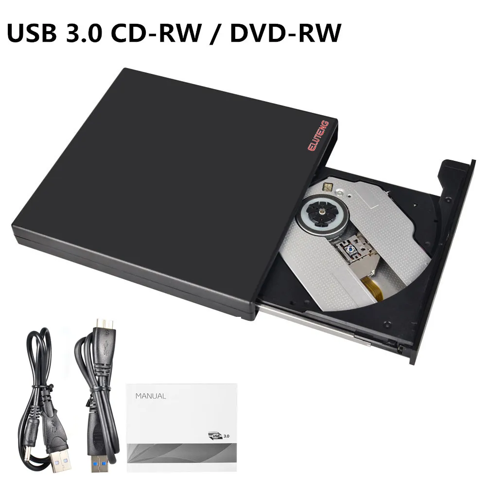 ELUTENG USB 3.0 Внешний Оптический DVD RW CD Привод Портативный Тонкий 17mm DVD-ROM8X CD-ROM 24X