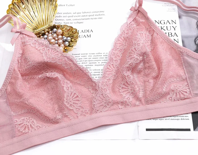 Новый кружевной комплект с бюстгальтером без косточек тонкий бюстгальтер