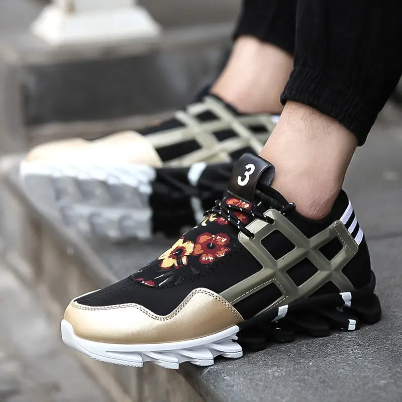 Мужская обувь на шнуровке дизайнерская спортивная черного цвета весну и осень