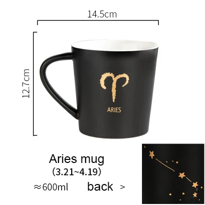 Aries mug Керамическая кофейная кружка, чашка для молока, посуда для напитков, 12 созвездий, чашка, простые и креативные кружки Akuhome - Цвет: Aries mug