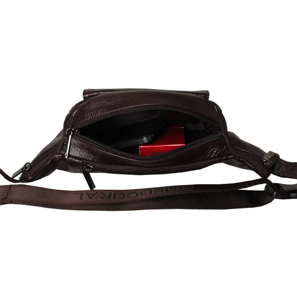 

Men Genuine Leather Chest Bag Travel Single Shoulder Crossbody Messenger Bag Bum Hip Loops Belt Male Waist Pack Bag Purse Pouch
