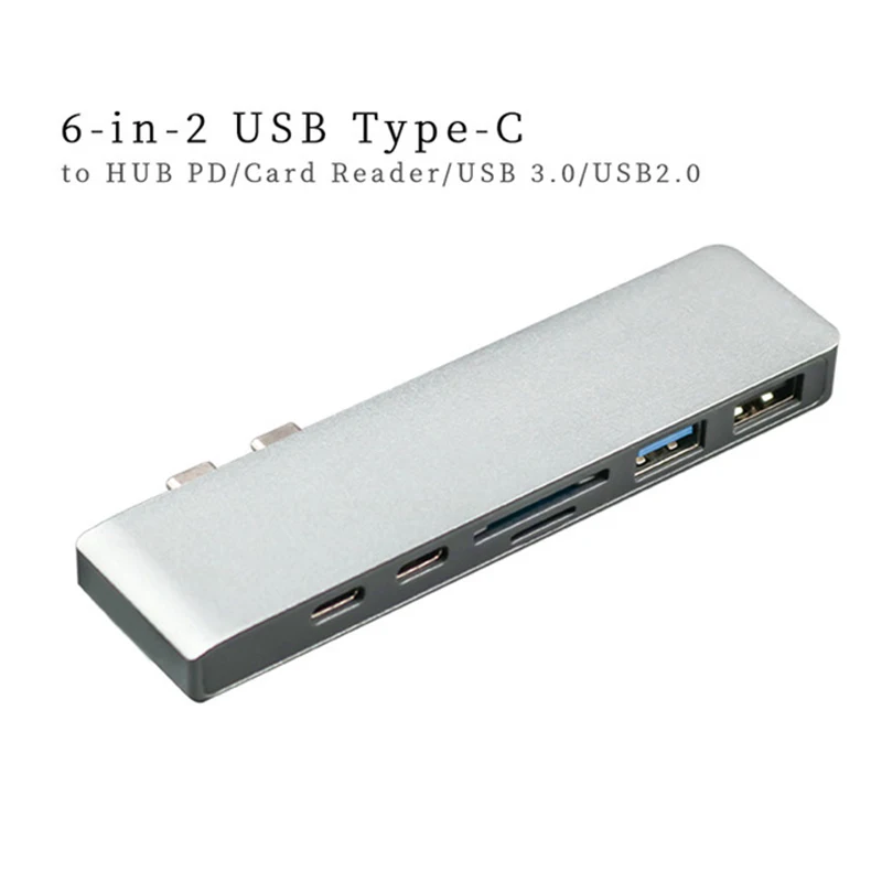 gray 6port USB-C концентратор к HDMI 4 k USB C адаптер с SD/Micro SD кардридер, USB 3,0 порт s порт питания комбо для MacBook Pro - Цвет: gray 6port