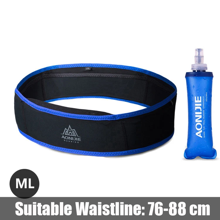Black Blue ML 250ml AONIJIE для мужчин и женщин тонкий пояс для бега для спорта на открытом воздухе беговые гонки марафон Пешие прогулки фитнес Деньги поясная сумка Мобильная Сумка - Цвет: Black Blue ML 250ml