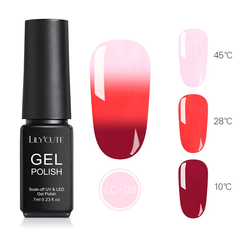 3 Colors LC-08 LICYCUTE 7 мл термальный Гель-лак для ногтей Блеск изменение температуры замачиваемый УФ-гель лак стойкий лак для ногтей - Цвет: 3 Colors LC-08
