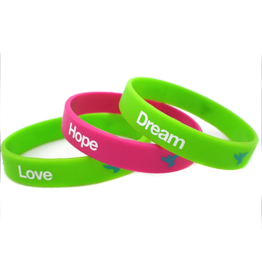 1 шт. силиконовый резиновый браслет надежда мечта с напечатанным логотипом для