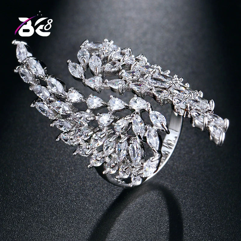 

Be 8 Fashion New Style Adjustable Free Ring Micro Pave Leaf Pattern Romantic Women Lady Girl Party Ring R089