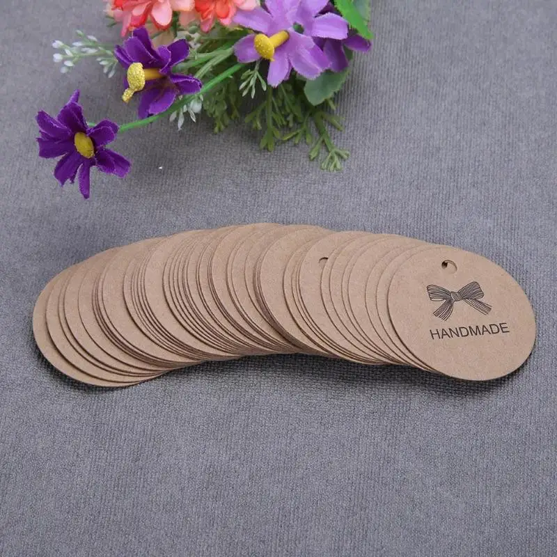 100 шт 4,2 см DIY крафт-цена бумажные бирки этикетки карты багажа Свадьба пустой крафт-подарок бирка цена висячая бирка индекс Закладка