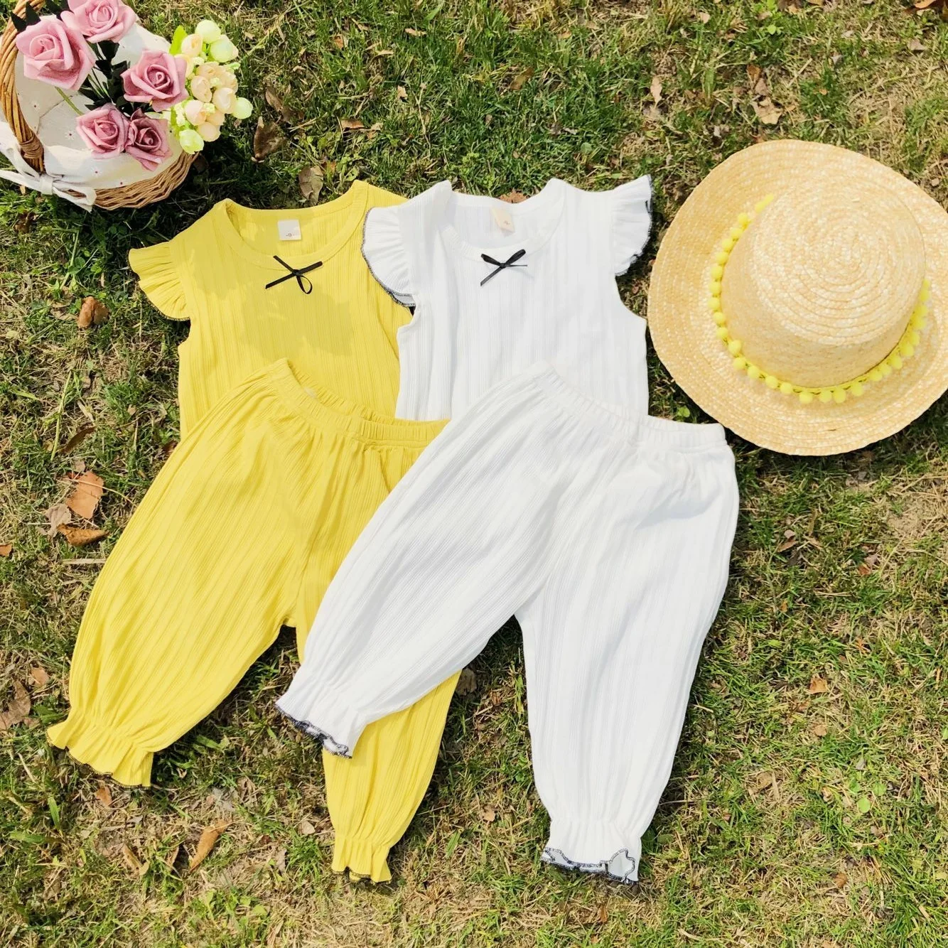 2019 Новое поступление летние комплекты одежды в Корейском стиле однотонная