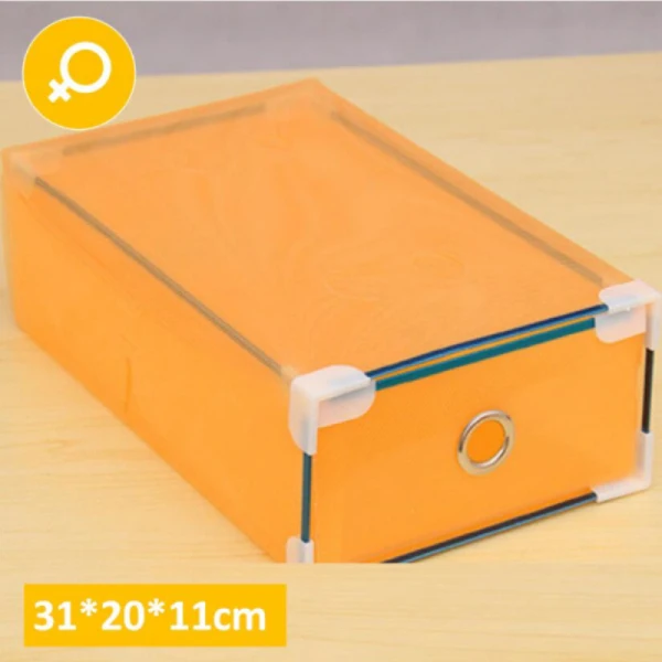 M-Orange 31x20x11 Коробка для обуви, органайзер для хранения, прозрачный Пластиковый Штабелируемый ящик для обуви, чехол, контейнер для хранения, офисный складной прозрачный ящик - Цвет: M-Orange 31x20x11