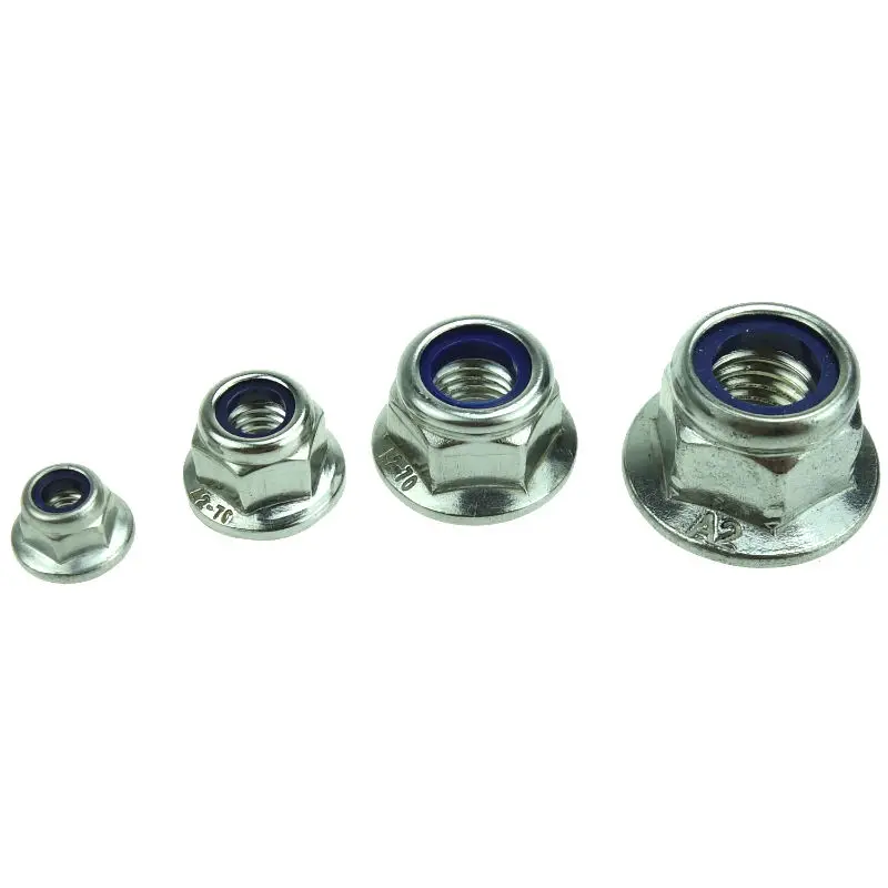 M4/M5/M6/M8/M10/M12 304 Шестигранная нейлоновая противоскользящая гайка из нержавеющей стали с шестигранным фланцем