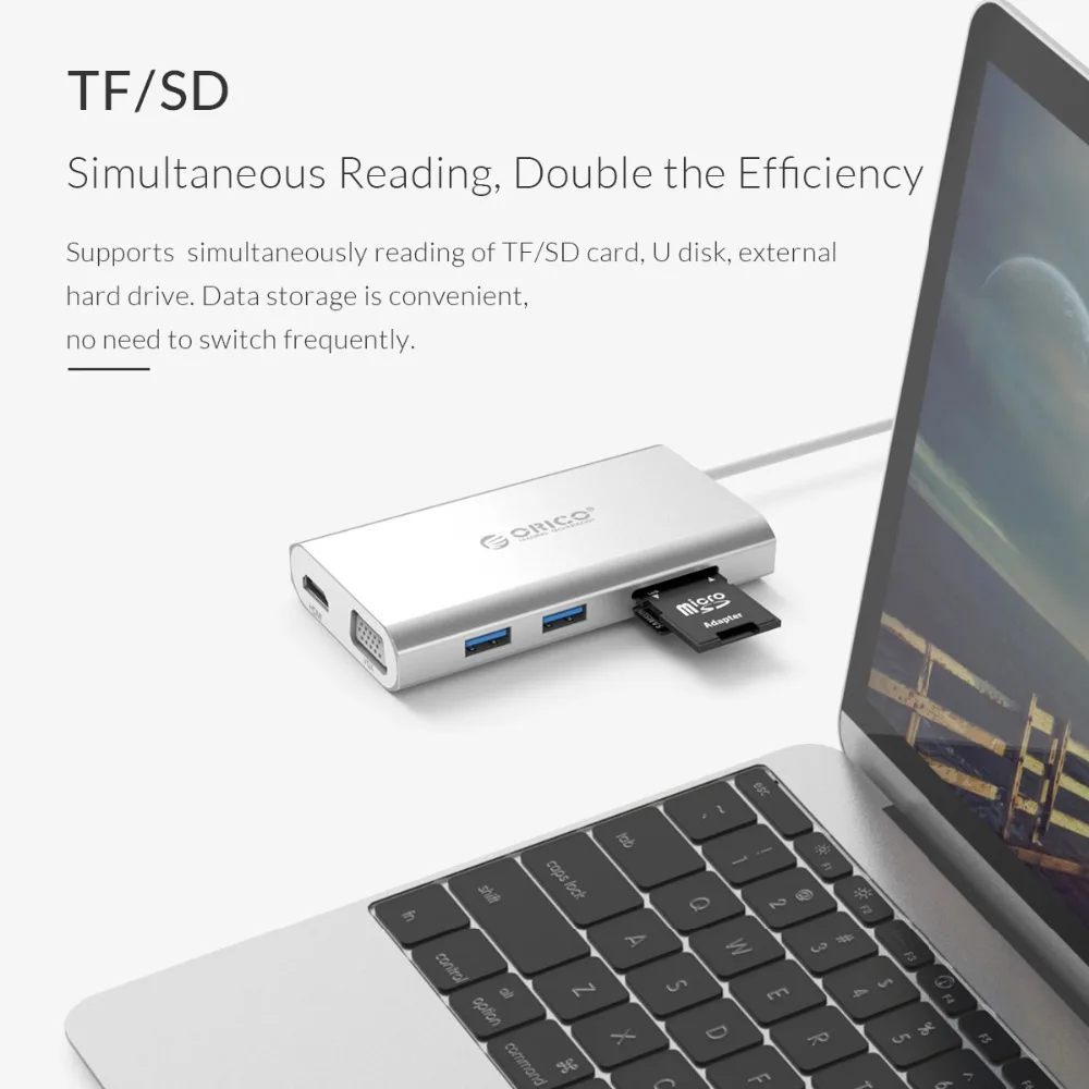 ORICO USB C 3 1 концентратор к HDMI RJ45 VGA 0 TF SD кардридер 8 в для MacBook Samsung Galaxy S9 Huawei Mate