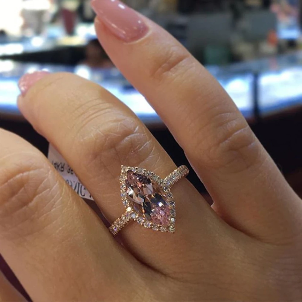 1 Pcs Classic Oval Inlaid Crystal Gold Rings Lady Fashion Exquisite Wedding Anniversary Jewelry Gifts Women Ring | Украшения и