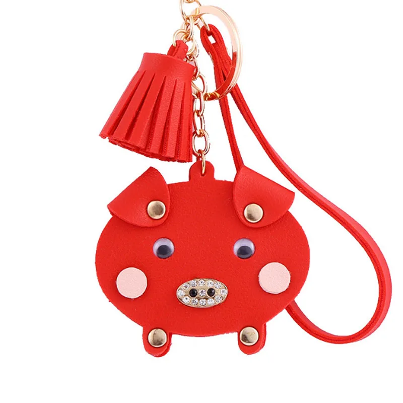 

Fashion Car Full Crystal Rhinestone Leather Pig Key Chain Golden Chain Keychain Bag Car Hanging Pendant Jewelry GL5021