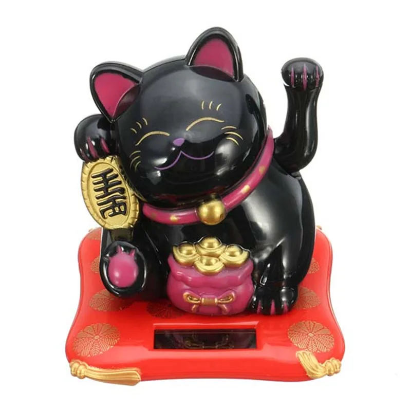 Модный черный/белый Maneki Neko на солнечных батареях, радушный Кот, удача для дома, автомобиля, отеля, ресторана, Декор, ремесло