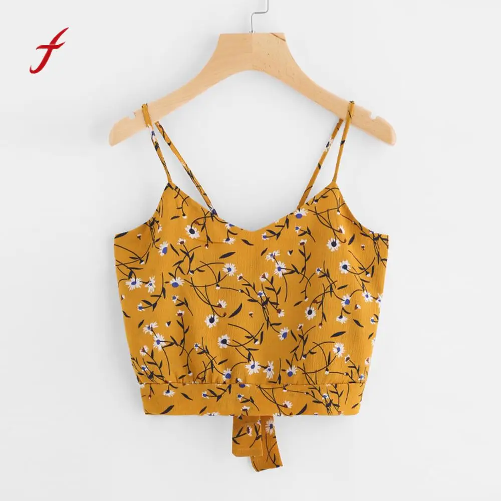 Женский топ с завязками на спине повседневный укороченный без рукавов v образным