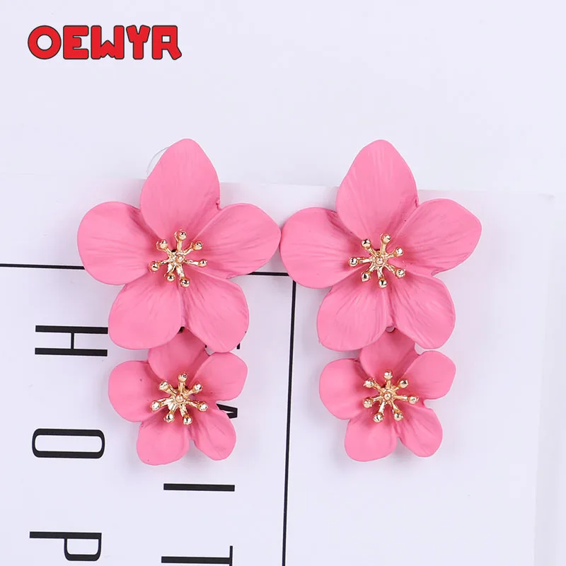 Корейские модные длинные женские серьги с цветком трендовые этнические