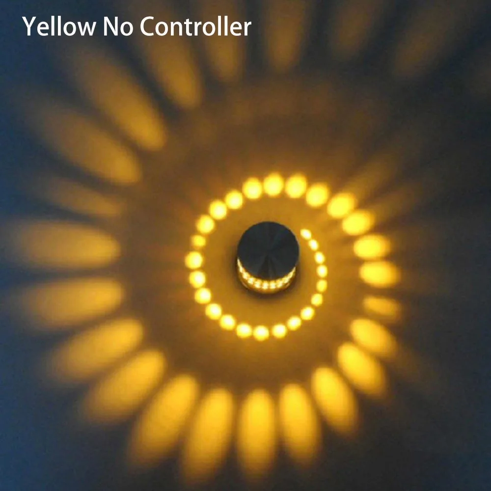 Yellow no controller Светодиодный настенный светильник вихрь, настенный светильник для KTV бара, домашний современный светильник, 8 цветов, светящийся светильник, бра 3 Вт, AC85-265V, внутреннее украшение, IQ - Цвет абажура: Yellow no controller