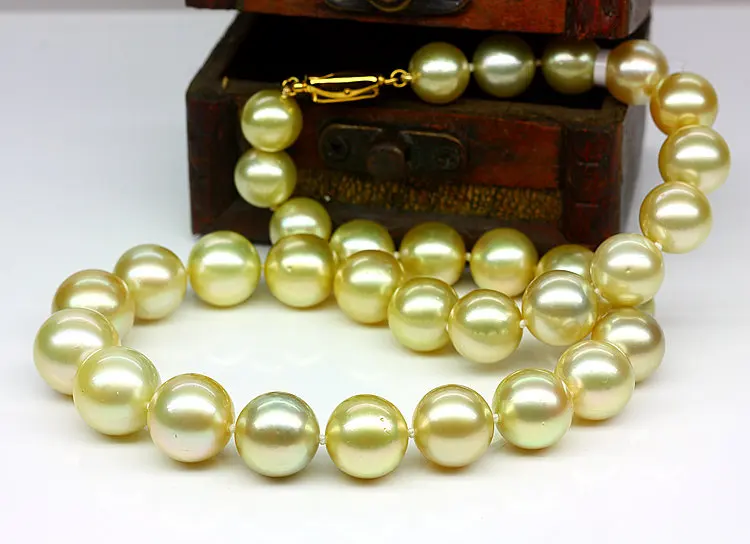 Ожерелье из серебра 925 пробы с настоящим натуральным большим Наньян Ким 12-14 мм