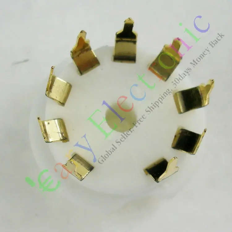 Оптовая и розничная продажа, 8 шт., Золотая 9pin керамическая стандартная основа клапана 12AX7 12AU7 ECC83 ECC82, бесплатная доставка
