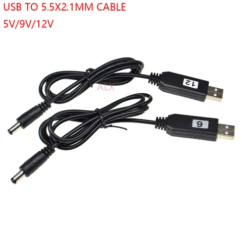 Повышающий кабель с USB 5 в постоянного тока на 9 в 12 В постоянного тока, модуль преобразователя с USB на штекер постоянного тока 5,5*2,1 мм, кабель питания 5, 5 x2, 1, 5 x2, 5, 5, усилитель провода - изображение