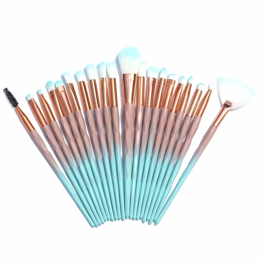 AiceBeu 20pcs Алмазная Кисть для макияжа для контура красоты синтетические волосы гладкое основание веера тени для век Кисть для подводки для глаз
