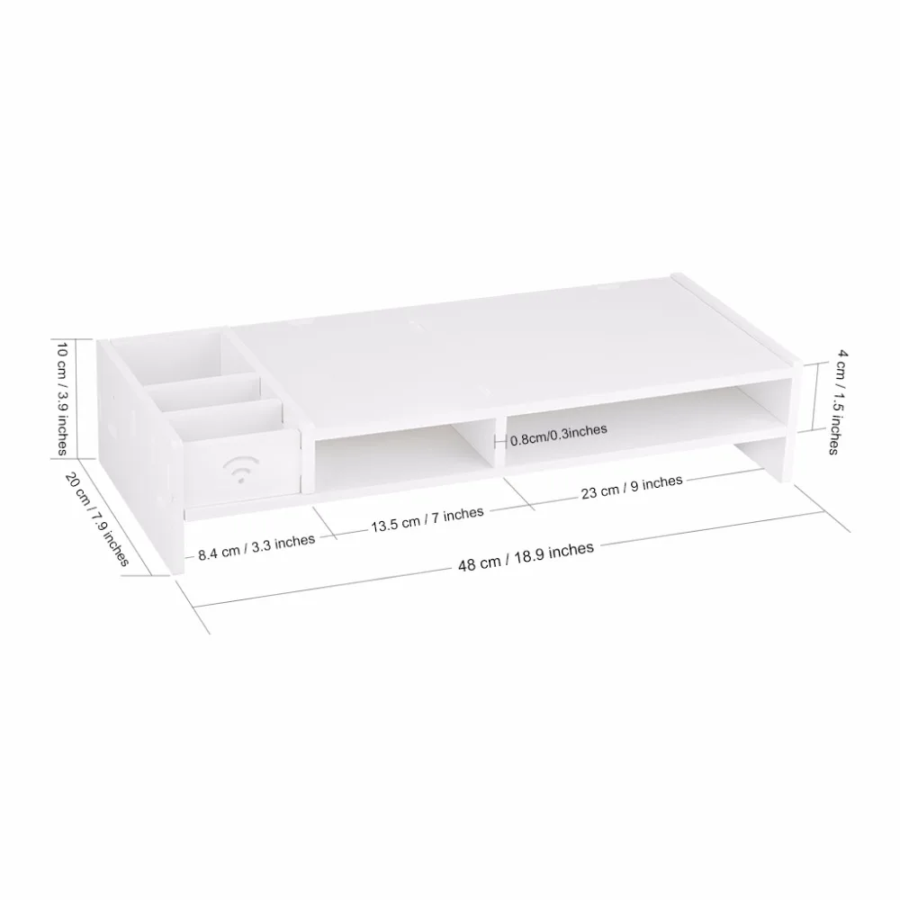 Finether Wood Plastic Composite Computer Monitor Stand Desktop Organizer Rack with 5-Compartment Storage for Office Supplies | Дом и сад