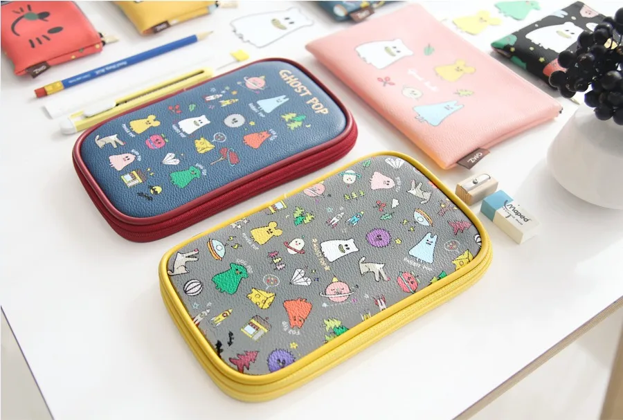 Школьные канцелярские принадлежности papelaria карандаш Kawaii PU кожаный пенал сумка для хранения ручки коробка Kawaii Gudetama пенал pokemon