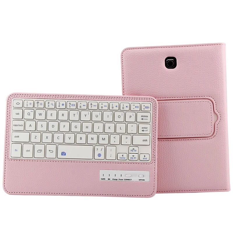 Розовый Шикарный чехол для планшета для Samsung Galaxy Tab S2 T710 T715 T713 T719 8,0 ''Cover принципиально Съемная bluetooth-клавиатура кожаный чехол - Цвет: Розовый
