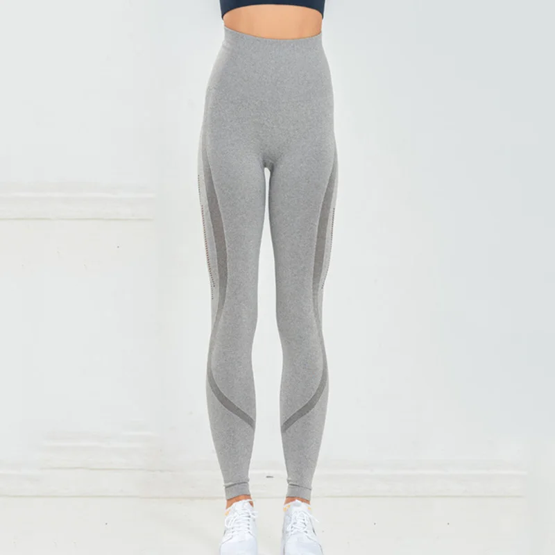 NORMOV Бесшовные Женские легинсы фитнесс с высокой талией пуш ап ажурные Джеггинсы