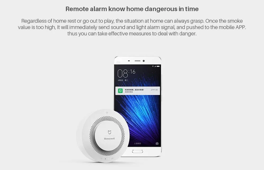 Xiao mi jia Honeywell Датчик дыма пожарный детектор звуковой визуальный датчик дыма Дистанционная сигнализация умный дом приложение управление