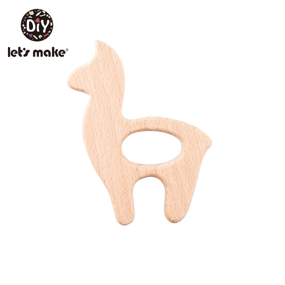 alpaca Let's Make 10 шт. деревянный Прорезыватель для зубов, Шарм из массива бука, животное, кактус, листья альпаки, соломинка, сделай сам, подвеска в виде слона, детский Прорезыватель для зубов - Цвет: alpaca