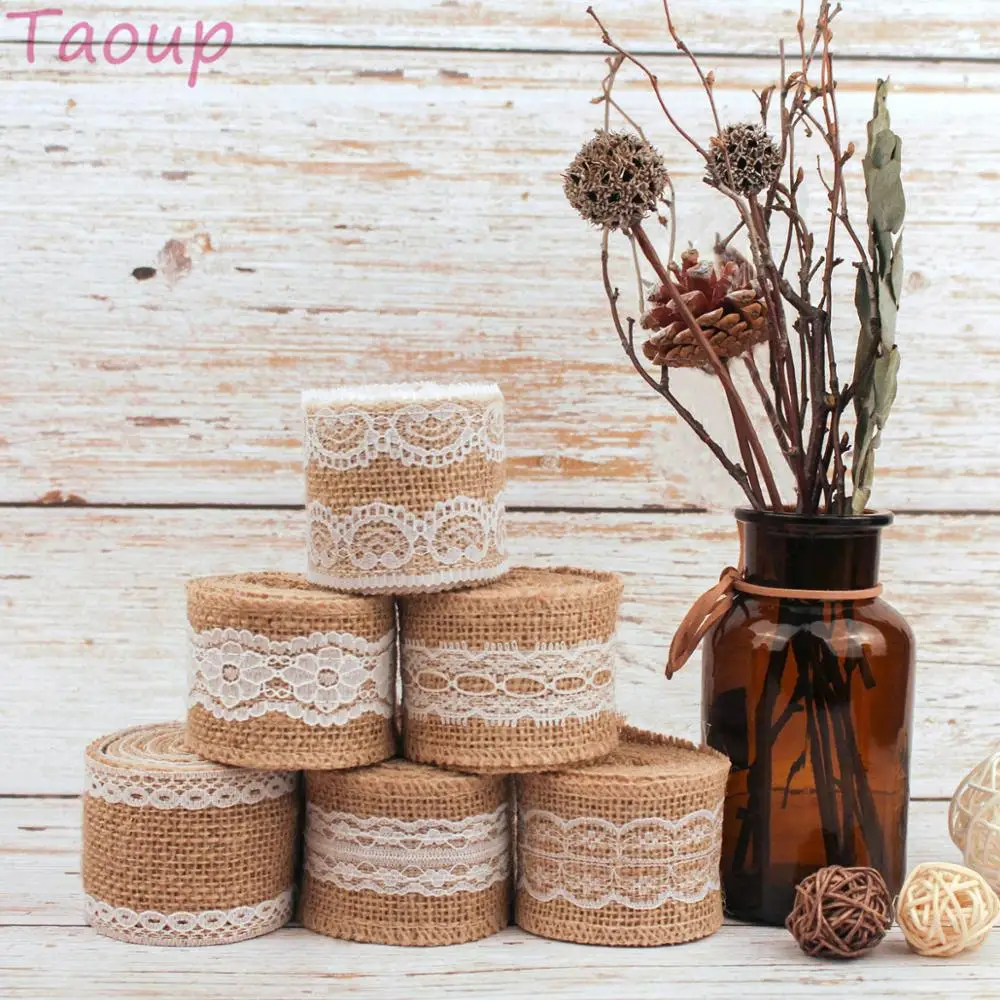 Taoup, 5 см* 2 м, Рубан, натуральный джут, фицелла, Toile De Jute, джутовая Мешковина, Juta, деревенский Свадебный декор, аксессуары, винтажные, для свадеб и мероприятий, сделай сам