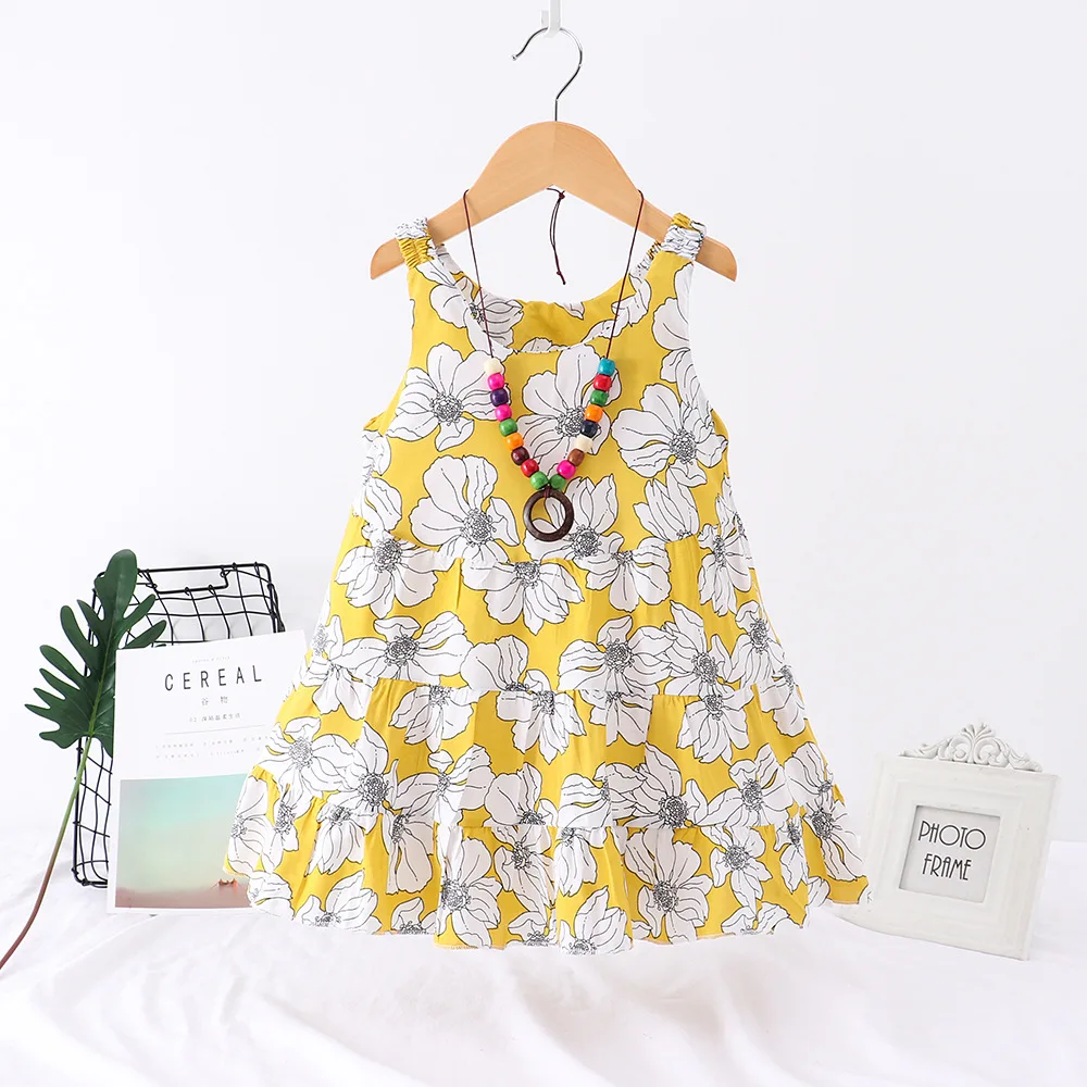 2-6Y baby summer clothes toddler girl dresses 2019 floral dress for kids girls robe fille free children necklace | Детская одежда и